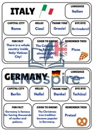 Europejski Dzień Języków – 22 Country Cards + 2 Quizy + Quiz Online | klasy 4–8