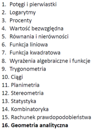 Przygotowanie do matury z matematyki - dział XVI: Geometria analityczna