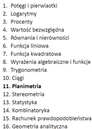Przygotowanie do matury z matematyki - dział XI: Planimetria