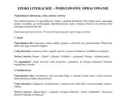 Epoki literackie- podstawowe opracowanie