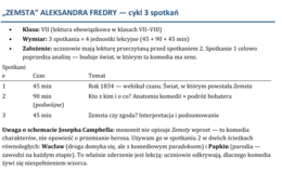 Podróż przez lekturę -"Zemsta"