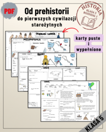 Historia 5: Od prehistorii do pierwszych cywilizacji starożytnych (5 kart pracy + odpowiedzi)
