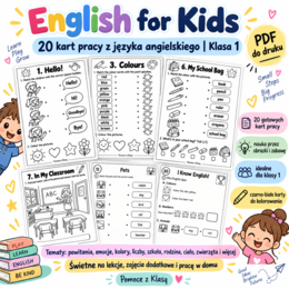 „English for Kids” – 20 kart pracy z języka angielskiego - Klasa 1