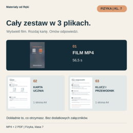 Gęstość w minutę - film, karta ucznia i klucz | Fizyka, klasa 7