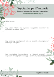 Projekt: Wycieczka po Warszawie śladami bohaterów „Kamieni na szaniec"