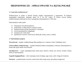 Średniowiecze- opracowanie na język polski