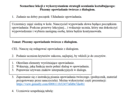 Scenariusz lekcji z wykorzystaniem strategii oceniania kształtującego: Piszemy opowiadanie twórcze z dialogiem.