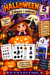 🎃 Halloween – zabawy i zadania | 5 kart pracy + 3 kolorowanki