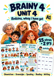 Brainy 4 Unit 4 — rodzina, włosy i have got | 15 stron, sketchnotka i 2 gry