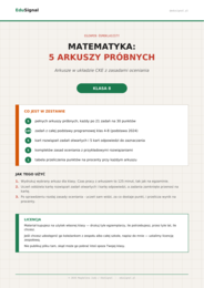 Egzamin ósmoklasisty matematyka — 5 próbnych arkuszy zgodnych z CKE, klasa 8 (+ klucz odpowiedzi i zasady oceniania)