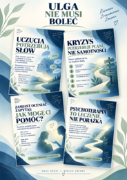 Ulga nie musi boleć-o samookaleczeniach, kryzysie, plakaty, gazetka
