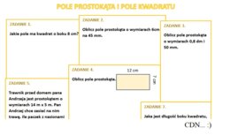Karta pracy - Pole kwadratu i pole prostokąta