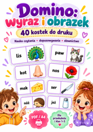Domino: wyraz i obrazek – 40 kostek do druku
