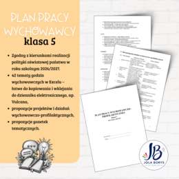 Plan pracy wychowawczo-profilaktycznej – klasa 5 | 2026/2027 + 42 tematy godzin wychowawczych + działania dodatkowe