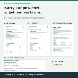 Ułamki w duecie - zadania w parach z kartami A/B, klasy 5-6