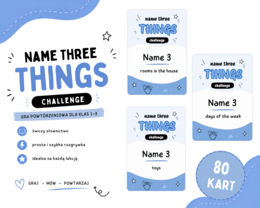 Name Three – gra karciana do powtórki słownictwa | klasy 1–3