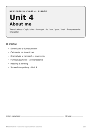 New English Class 4 – Unit 4 About me | klasa 4 | e-book 15 stron + klucz