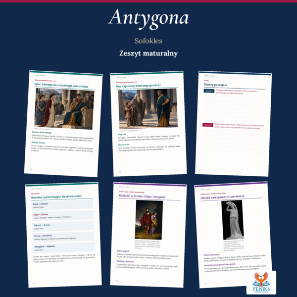 Antygona — Sofokles | Zeszyt maturalny: szczegółowe omówienie, 204 zadania i klucz odpowiedzi