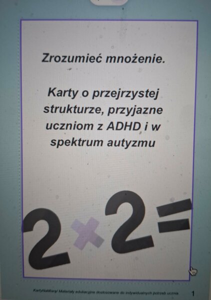 Karty o przejrzystej strukturze, przyjazne uczniom z ADHD i w spektrum autyzmu.