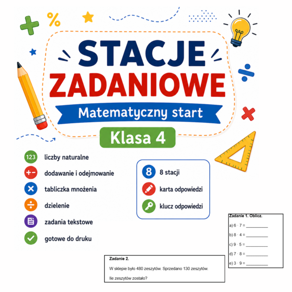 Stacje zadaniowe – Matematyczny start – klasa 4