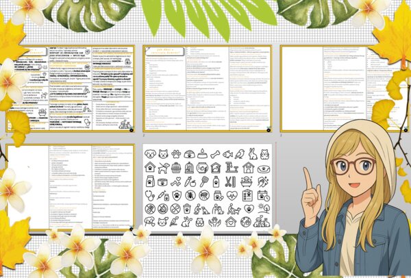 Sketchnotka/notatka - dla ucznia i przypomnienie dla nauczyciela w pdf. Temat "Jak dbać o zwierzęta domowe?". Edukacja zdrowotna. Klasa 5.