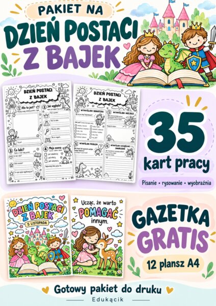 🏰 PAKIET NA DZIEŃ POSTACI Z BAJEK - 10 zł