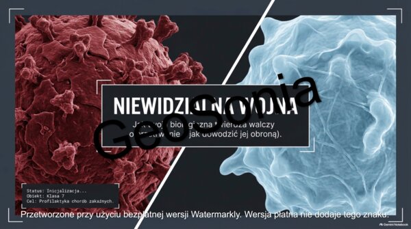 Choroby zakaźne. Niewidzialna Wojna: Jak twoja biologiczna twierdza walczy o przetrwanie – Gotowa prezentacja multimedialna (Biologia / Edukacja Zdrowotna, klasa 7)