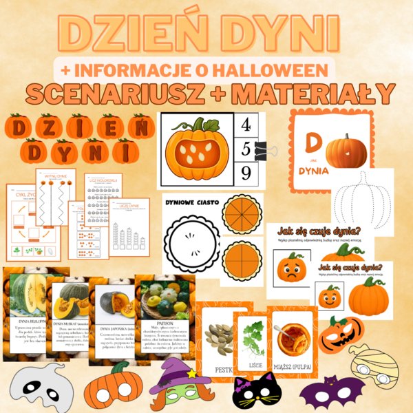 (bez AI) DZIEŃ DYNI + HALLOWEEN (Scenariusz + materiały do druku)