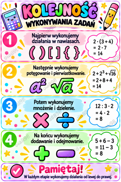 Plakat - kolejność wykonywania działań