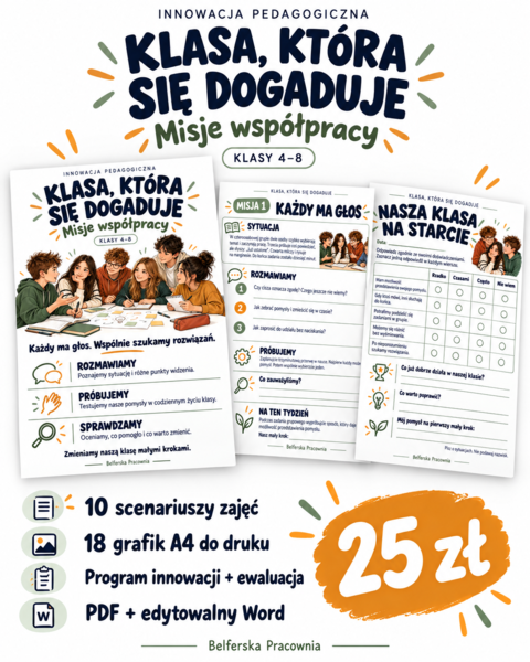 🤝 KLASA, KTÓRA SIĘ DOGADUJE — MISJE WSPÓŁPRACY Innowacja pedagogiczna dla klas 4–8