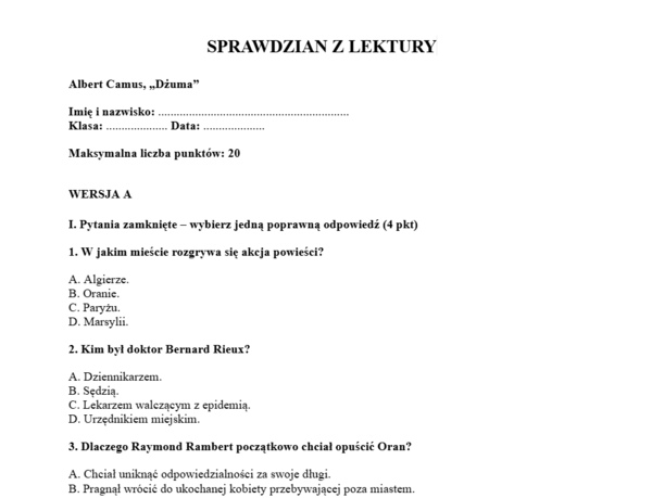 Sprawdzian- Dżuma