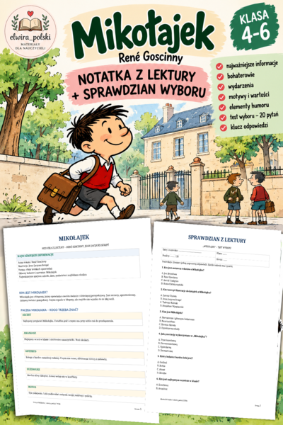Mikołajek – notatka z lektury + sprawdzian | Klasa 4–6