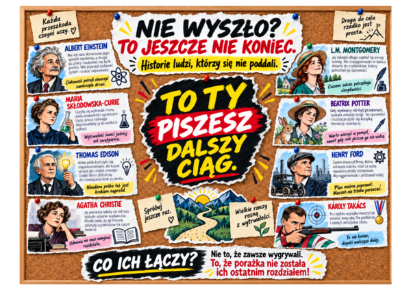 NIE WYSZŁO? TO JESZCZE NIE KONIEC! – gazetka motywacyjna o wytrwałości i porażce | 34 strony