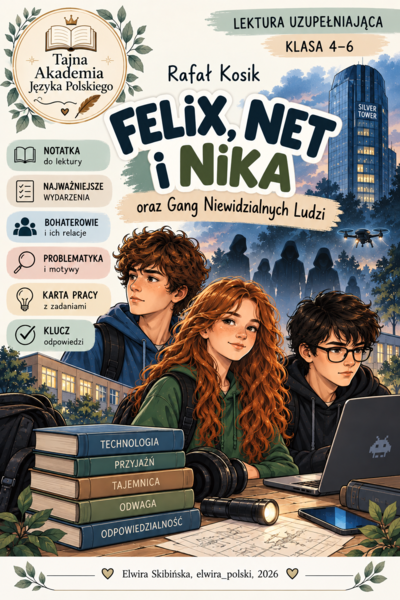"Felix, Net i Nika oraz Gang Niewidzialnych Ludzi” – kompletny materiał do pracy z lekturą dla klas 4–6.