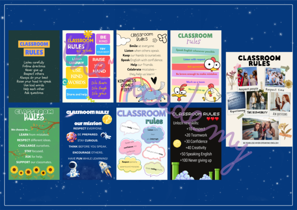 Classroom Rules – zestaw plakatów z zasadami w klasie