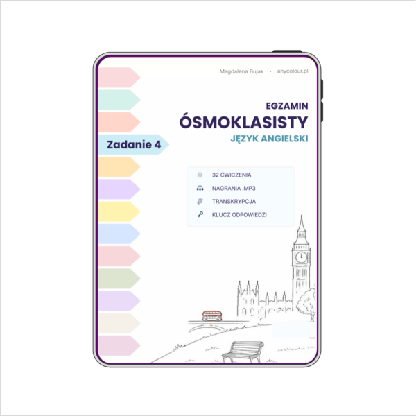 Egzamin Ósmoklasisty – Język Angielski: Zadanie 4 (Uzupełnianie Luk ze Słuchu) | 32 Zestawy + Nagrania MP3