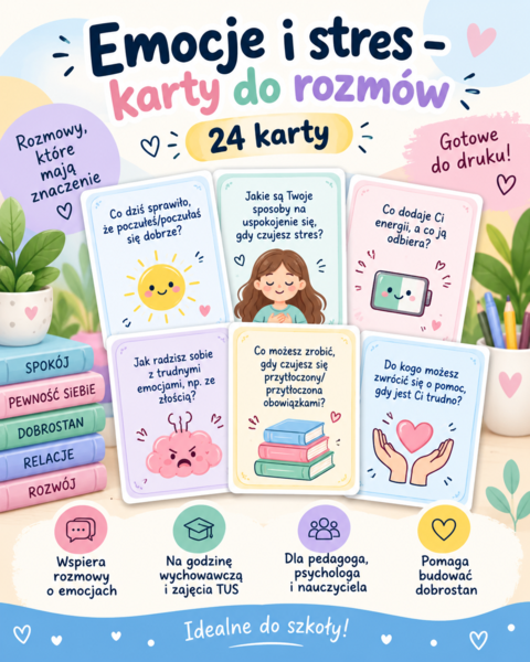 Karty „Emocje i stres” — zestaw do rozmów