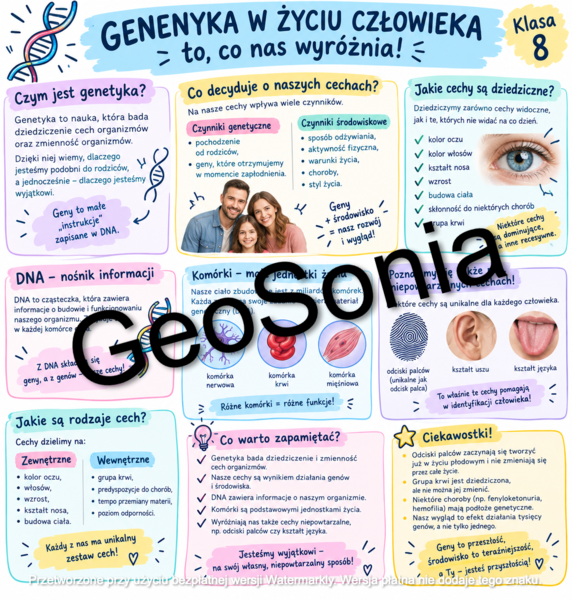 Czy jest genetyka? biologia klasa 8 sketchnotka