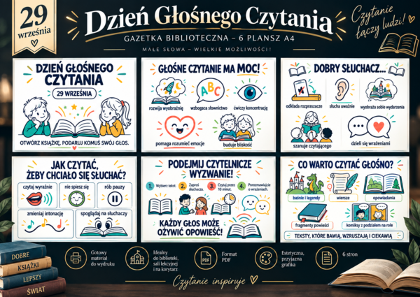 📚 Dzień Głośnego Czytania – gazetka biblioteczna - wersja 1