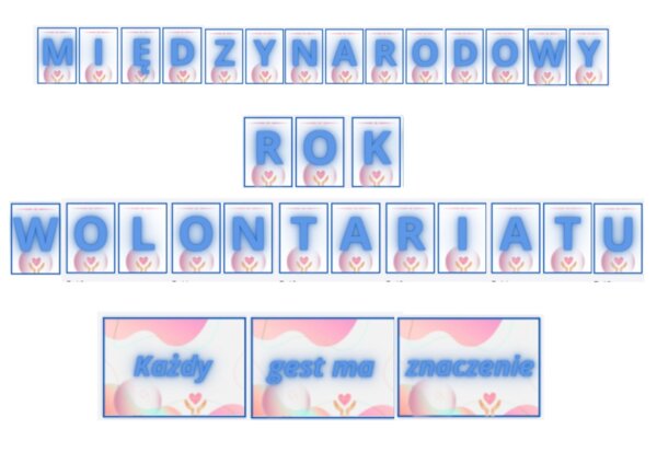 Baner dekoracyjny na Rok Wolontariatu 2026: „Każdy gest ma znaczenie” – zestaw szablonów do druku