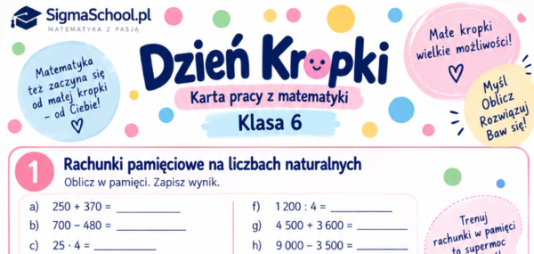 Karta pracy z matematyki: Dzień Kropki – Klasa 6 (Ułamki dziesiętne)