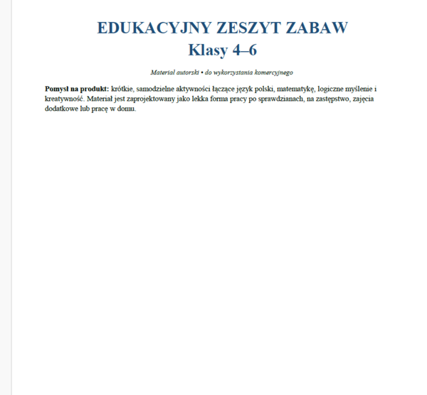 Edukacyjny zeszyt zabaw klasy 4-6