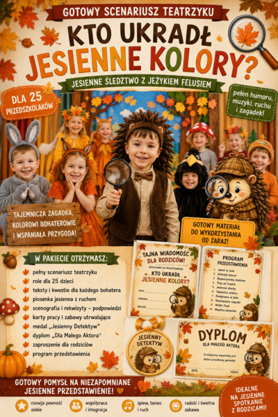 Teatrzyk jesienny dla przedszkolaków pt" KTO UKRADŁ JESIENNE KOLORY"