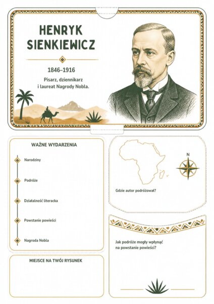 lapbook "W pustyni i w puszczy", karty pdf