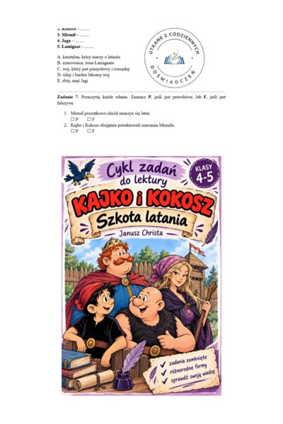 .CYKL ZADAŃ DO LEKTURY „Kajko i Kokosz. Szkoła latania”