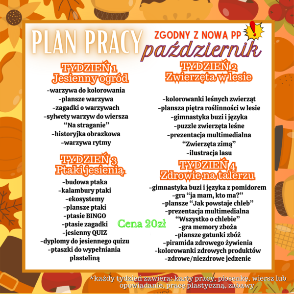 PLAN PRACY NA PAŹDZIERNIK dla przedszkola zgodny z nową PP