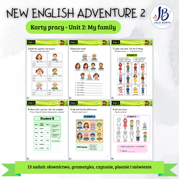 New English Adventure 2 – Unit 2: My Family – zadania komunikacyjne