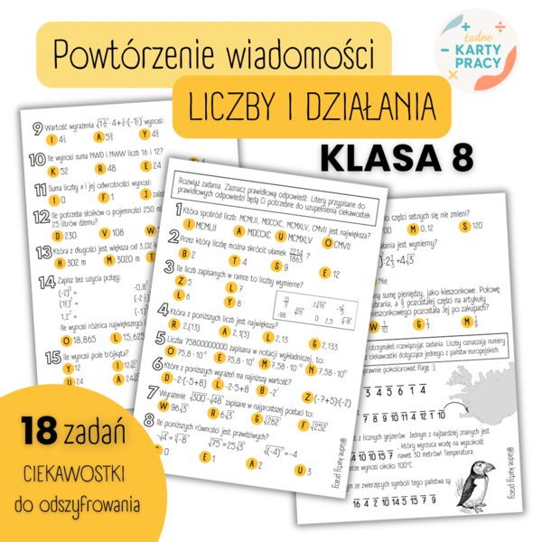 POWTÓRZENIE MATERIAŁU – Liczby i działania – KLASA 8