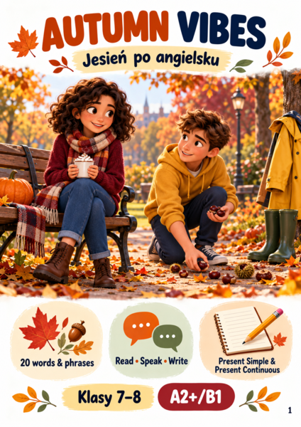 Autumn Vibes – jesień po angielsku | Klasy 7–8 | 20 słów, ćwiczenia i 2 gry