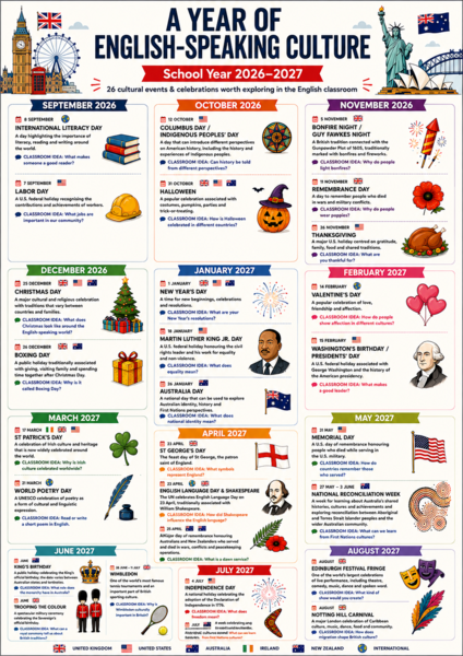A YEAR OF ENGLISH-SPEAKING CULTURE | Plakat A3 2026/2027 dla anglisty